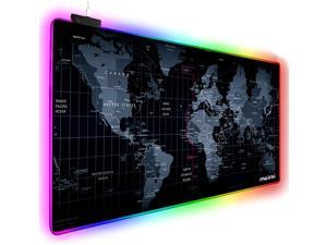 Extended RGB Gaming Mouse Pad Extra Large Gaming Mouse Mat for Gamer Waterproof Office DEST Mat with 10 Lighting Mode for PC Computer RGB Keyboard Mouse - 31.5 x 15 x 4mm(Map)