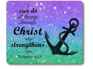 Christian Quotes Mouse Pad Anchor Bible Verse Philippians 4:13 I can do All Things Through Christ who Strengthens me Non-Slip Rubber Mouse pad
