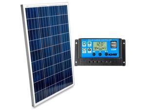 100 Watts 12 Volts Polycrystalline Solar Panel + Charge Controller Combo - Fast Charging, High Efficiency, and Long Lasting - Perfect for Off-Grid Applications, Motorhomes, Vans, Boats, Tiny Homes