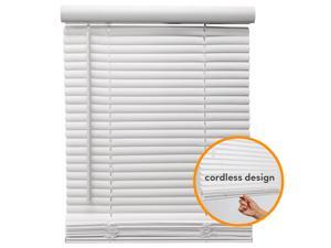 71" W x 64" H Cordless Window Blinds 1" Slat PVC Vinyl Venetian Horizontal Privacy Shade Anti-UV White 71" W x 64" H Cordless Window Blinds 1" Slat PVC Vinyl Venetian Horizontal Privacy Shade Anti-UV White