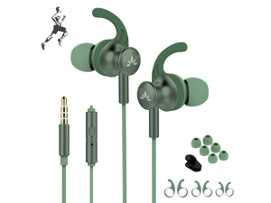 Avantree ME12 Green Sports Earbuds Wired with Microphone, Sweatproof Running Earphones with Earfin, Metal In Ear Headphones for Workout Exercise Gym, Compatible with iPhone iPod Android Cell Phones P Avantree ME12 Green Sports Earbuds Wired with Microphone, Sweatproof Running Earphones with Earfin, Metal In Ear Headphones for Workout Exercise Gym, Compatible with iPhone iPod Android Cell Phones P