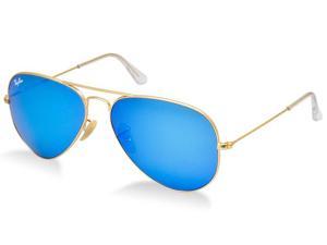 Ray Ban RB3025 Aviator Flash Lenses Sunglasses - Gold Frame/Blue Lenses