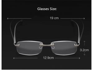 AL-MG Alloy Rimless Reading Glasses Ultra light UV400 Anti-fatigue Lenses +0.75 to +4
