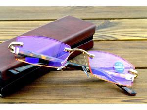 Men Rimless Luxury Brown Lenses with Pu Case High Standard Reading Glasses +1 +1.5 +2 +2.5 +3 +3.5 +4 Men Rimless Luxury Brown Lenses with Pu Case High Standard Reading Glasses +1 +1.5 +2 +2.5 +3 +3.5 +4