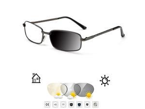 Rectangle Small Frame Sports Men Photochromic Grey Reading Glasses +0.75 +1 +1.25 +1.5 +1.75 +2 +2.25 +2.5 +2.75 To +4