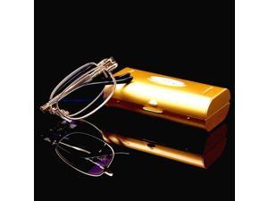 Gold Nickel-Copper Alloy Frame Reading Glasses Ultra-Light Portable Fold Full-Rim Spectacles +0.75 +1 TO +4