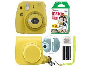Fuji Instax Mini 9 Fujifilm Instant Film Camera Yellow + Case & 20 Film Sheets Fuji Instax Mini 9 Fujifilm Instant Film Camera Yellow + Case & 20 Film Sheets