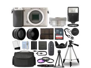 Sony Alpha a6000 Camera Body Silver+ 3 Lens Kit 16-50mm OSS+ 32GB + Flash & More