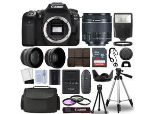 Canon EOS 90D DSLR Camera Body + 3 Lens Kit 18-55mm IS STM + 16GB + Flash & More