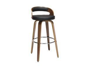 OFM 161 Collection Mid Century Modern 30" Low Back Bentwood Frame Swivel Seat Stool with Vinyl Back and Seat Cushion, in Walnut/Black (161-WV30C-BLK) OFM 161 Collection Mid Century Modern 30" Low Back Bentwood Frame Swivel Seat Stool with Vinyl Back and Seat Cushion, in Walnut/Black (161-WV30C-BLK)