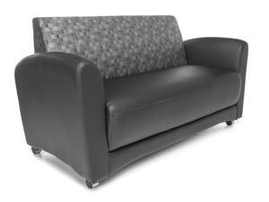 OFM Core Collection InterPlay Series Double Seating Sofa, Polyurethane with Fabric Back, in Black/Nickle (822-NCKL-PU606NT) OFM Core Collection InterPlay Series Double Seating Sofa, Polyurethane with Fabric Back, in Black/Nickle (822-NCKL-PU606NT)