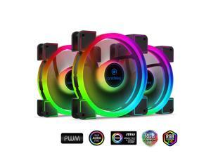 anidees AI Aureola Duo 120mm 3pcs RGB PWM Dual Light Loop Fan Compatible with 5V 3pins addressable RGB Header, for PC case Fan, Cooler Fan, w/Remote(AI-AR-DUO12)