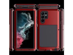 Metal Case Doom Armor Case Heavy Duty Mobile Phone Case for Samsung Galaxy S22 Ultra Shockproof CoverRed