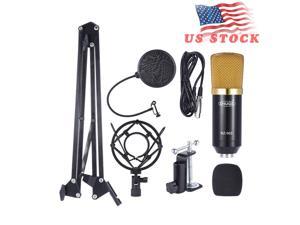 EC2WORLD Professional Broadcasting Studio Recording Condenser Microphone Mic Kit with Shock Mount Arm Stand Mounting Clamp Pop Filter