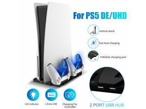 Vertical Stand Dual Controller Charging Dock + 2 USB Hub For PS5 DE/UHD Console Vertical Stand Dual Controller Charging Dock + 2 USB Hub For PS5 DE/UHD Console