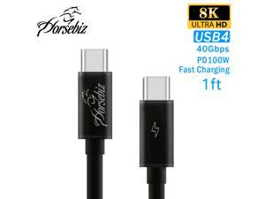 Horsebiz USB 4 Video Cable 1Ft 40Gbps Compatible with Thunderbolt 4, 100W USB C Cable 5K@60Hz 8K@30Hz or Dual 4K Video Fast Charging