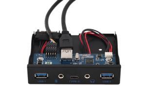 EC2WORLD USB 3.1 Type C + 2 x USB 3.0 Port Hub with with 1 HD Audio Output Port/1 Microphone Input Port for for Desktop PC Case 3.5" Front Panel Floppy Bay Mount