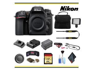 Nikon D7500 DSLR Camera Advanced Bundle Body W/ Bag, Extra Battery, LED Light, Mic, and More
