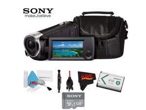Sony HDR-CX405 Hd Camcorder Black + Sony 128Gb Uhs-I Microsdxc Memory Card (Class 10) + Deluxe Cleaning Kit Bundle 3 Year Warranty