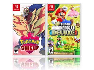 Nintendo Pokemon Shield Bundle with New Super Mario Bros U Deluxe