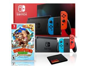 Nintendo Switch with Neon Blue and Red Joy-Con Bundle with Donkey Kong Country: Tropical Freeze
