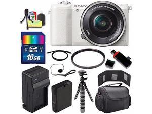 Refurbished Sony Alpha a5100 Mirrorless Digital Camera with 1650mm Lens White  Battery  Charger  16GB Bundle 1  International