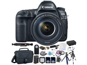 Canon EOS 5D Mark IV Digital SLR Camera with 24105mm f4L II Lens  Bundle with Microphone  Screen Protectors  LED Light  2x 32GB Memory Cards