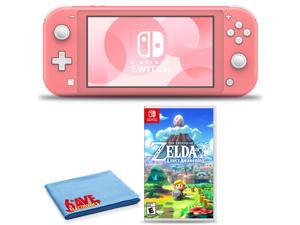 Nintendo Switch Lite Coral Bundle with 6Ave Cleaning Cloth and The Legend of Zelda Links Awakening
