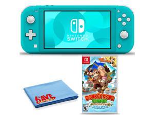 Nintendo Switch Lite (Turquoise) Bundle with 6Ave Cleaning Cloth + Donkey Kong Country: Tropical Freeze