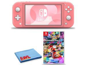 Nintendo Switch Lite Coral Bundle with Mario Kart 8 and Cleaning Cloth