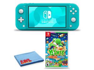 Nintendo Switch Lite (Turquoise) Bundle with 6Ave Cleaning Cloth + Yoshi's Crafted World