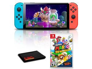 Nintendo Switch OLED Neon BlueRed with Super Mario 3D World Bowsers Fury Game Bundle
