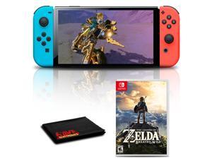 Nintendo Switch OLED Neon BlueRed with Legend of Zelda Breath of the Wild Game