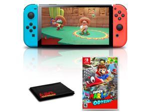 Nintendo Switch OLED Neon BlueRed with Super Mario Odyssey Game
