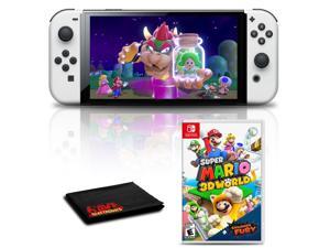 Nintendo Switch OLED White with Super Mario 3D World Plus Bowsers Fury Game Bundle