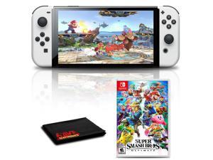 Nintendo Switch OLED White with Super Smash Bros Ultimate Game Bundle