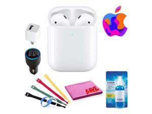 Apple AirPods with Wireless Charging (2nd Gen) Bundle + Velcro Cable Ties + More