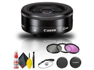 Canon EF-M 22mm f/2 STM Lens (5985B002) + Filter Kit + Cap Keeper + More