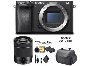 Refurbished Sony Alpha a6300 Mirrorless Camera Black ILCE6300B With Sony 55210mm Lens Soft Bag Additional Battery 64GB Memory Card Card Reader  Plus Essential Accessories