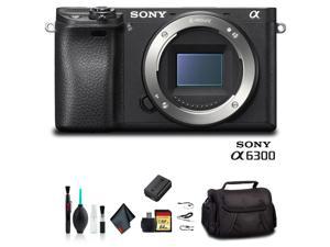 Refurbished Sony Alpha a6300 Mirrorless Camera Black ILCE6300B With Soft Bag 64GB Memory Card Card Reader  Plus Essential Accessories