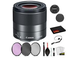 Canon EF-M 32mm f/1.4 STM Lens (2439C002) Lens with Bundle includes 3pc Filter Kit  + Deluxe Cleaning Kit + More
