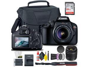 Canon EOS 4000D / Rebel T100 DSLR Camera with 18-55mm Lens  + Creative Filter Set, EOS Camera Bag +  Sandisk Ultra 64GB Card + 6AVE Electronics Cleaning Set, And More (International Model)