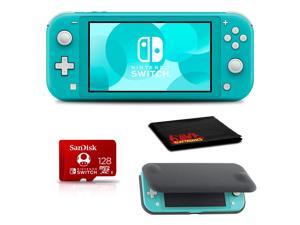 Nintendo Switch Lite Turquoise with Flip Cover Screen Protector and 128GB microSDXC
