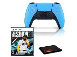 PlayStation 5 DualSense Wireless Controller (Starlight Blue) with MLB The Show 21 and 6Ave Cleaning Cloth