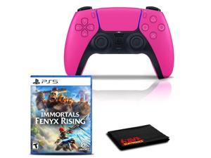 PlayStation 5 DualSense Wireless Controller (Nova Pink) with Immortals Fenyx Rising and 6Ave Cleaning Cloth