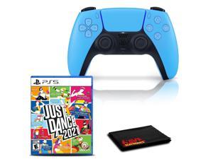 PlayStation 5 DualSense Wireless Controller (Starlight Blue) with Just Dance 2021 and 6Ave Cleaning Cloth