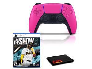 PlayStation 5 DualSense Wireless Controller (Nova Pink) with MLB The Show 21 and 6Ave Cleaning Cloth