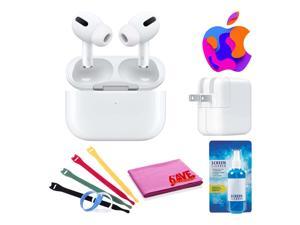 Apple AirPods Pro with Wireless Charging Case Bundle + Charger + Cable Ties