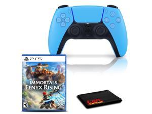 PlayStation 5 DualSense Wireless Controller (Starlight Blue) with Immortals Fenyx Rising and 6Ave Cleaning Cloth