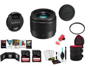 Panasonic Lumix G 25mm f/1.7 ASPH. Lens with 2x 64 Memory Cards and More (International Model)